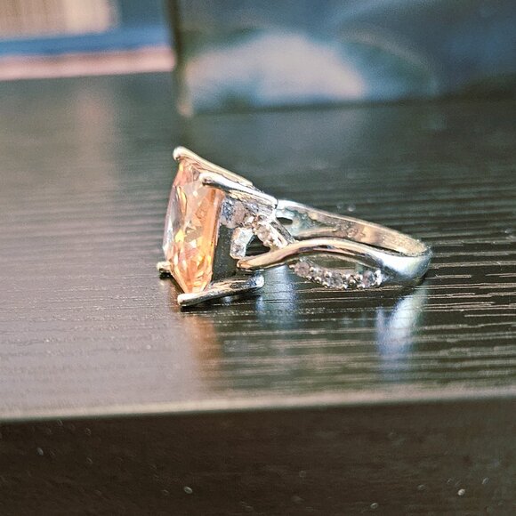 3/$15 Sterling silver ring with square orange gemstone - Picture 4 of 6